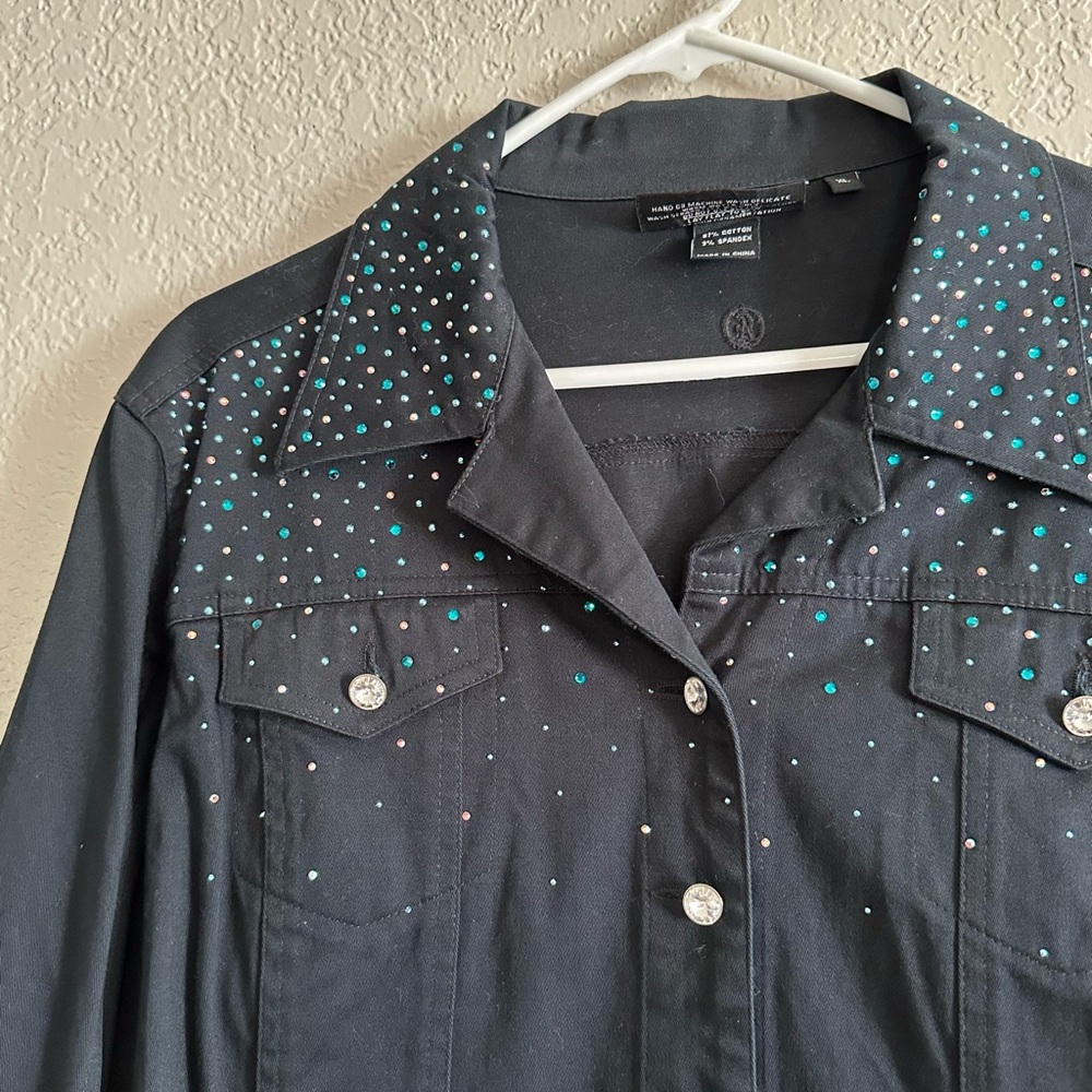 Christine Alexander women’s black vintage 90s denim jacket size XL - Picture 3 of 5
